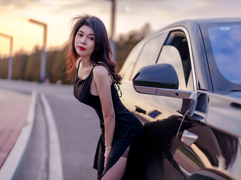 美人配靓车 气质美女迷上理想L7