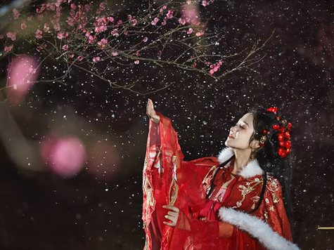 围感拉满超出片 雪夜梅影遇佳人